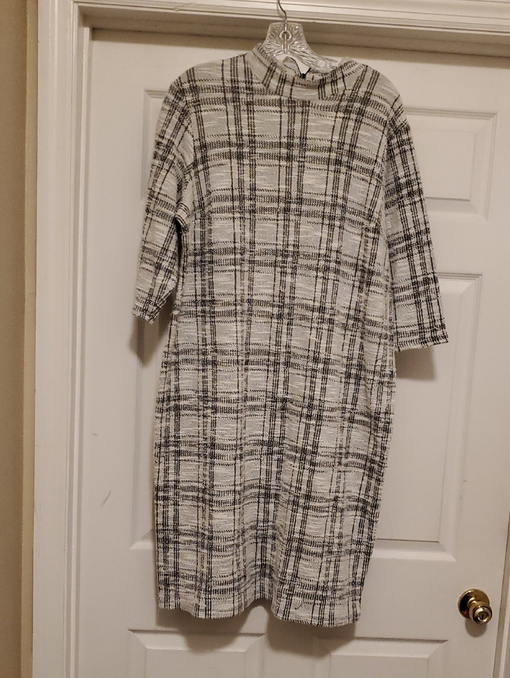Cato Black and White Plaid Midi Dress